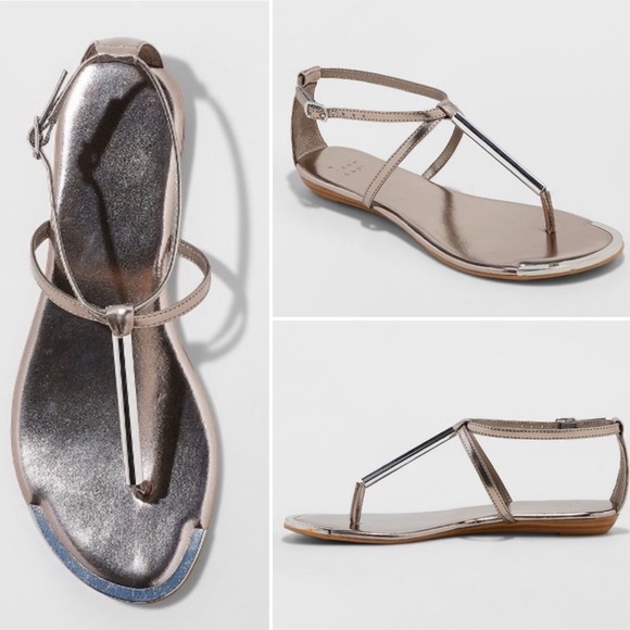 pewter thong sandals
